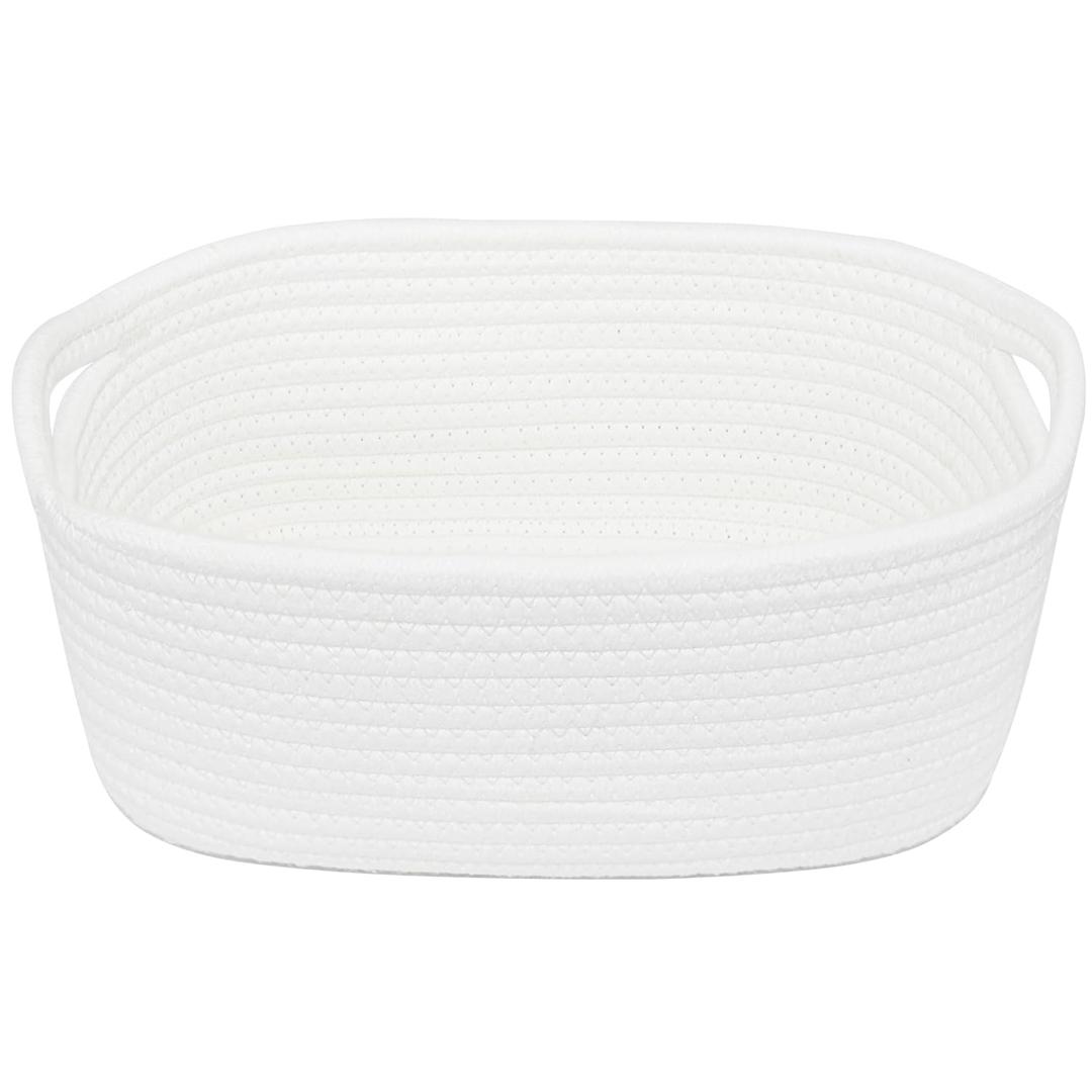 ABenkle Small White Basket, Soft Woven Storage Bins Baskets for Dog and Cat Toys Organizer, Decorative Shelves Closet Organizing Baskets Chest Box, Empty Gift Basket