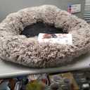 Bedfolks Calming Donut Dog Bed, 36 Inches Round Fluffy for Large Dogs, Anti-Anxiety Plush, Machine Washable (Brown, Large)