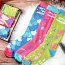 3 Pairs Winter Knee High Sock Gifts Fuzzy Novelty Funny Knee High Sock for Women Girls