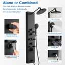 ROVOGO Shower Panel Tower System, 4-Function (Rain Shower, Handheld Sprayer, Body Jets, Tub Spout) with Simultaneous Use Option, Stainless Steel Shower Column with Adjustable Head, Black