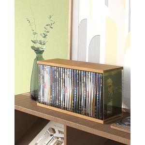 Retro Walnut-colored MDF DVD Storage, DVD Holder, Video Game Rack, Blu Ray Disc Tower, Organizer for Video Game Media/Movie Cases/VHS Box/Video Game Disks