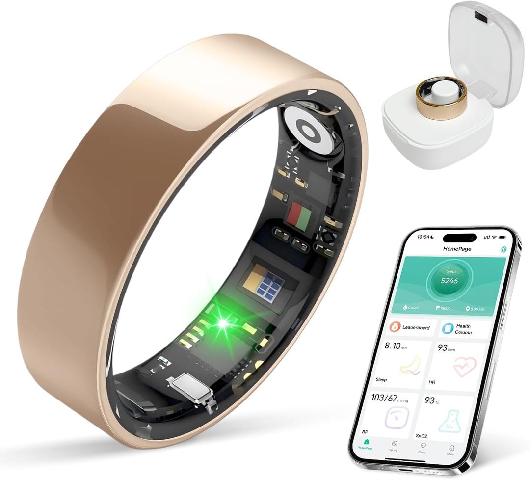 Smart Ring Health Tracker, Sleep/Exercise Monitoring, iOS /Android Compatible, IP68 Water Resistance, No Subscription Required, 5-Day Battery Life, Suitable for Both Women and Men (Rose Gold, 9)