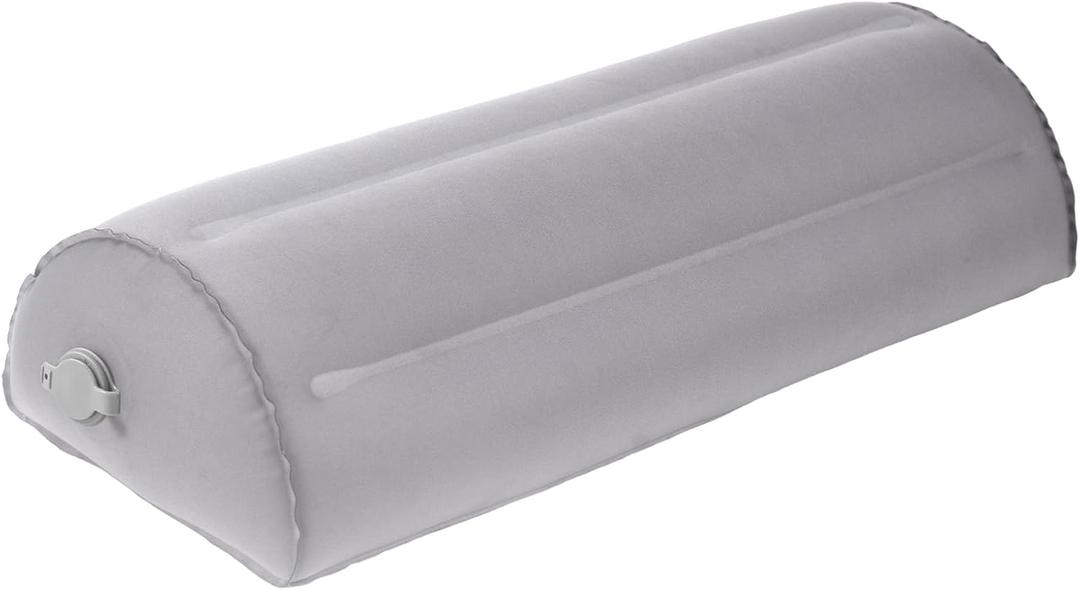 Inflatable Bolster Pillow for Legs, Knees & Back Lightweight,Half Moon Support Cushion for Sleeping & Travel Soft Milk Fiber & TPU Adjustable Lumbar, Knee & Ankle Support 51x21x12cm