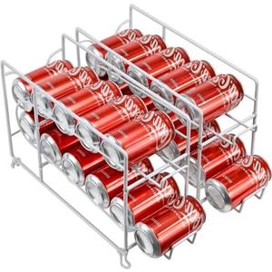 SUFAUY Beverage Can Dispneser Organizer, Stackable Shelves for Storage for Pantry, White - 2 Pack (16.5"L X 5.8"D X 9.7")