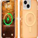 for iPhone 15 Plus Case, Compatible with MagSafe, Durable Dual Layer Transparent Magnetic Phone Cases, Heavy Duty Shockproof and Anti-Drop Protective Cover for iPhone 15 Plus, 6.7'', Orange