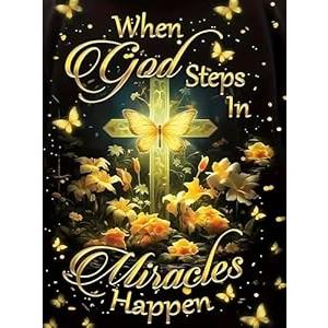 BYGFHLYW 5D Diamond Painting Kits for Adults, Cross Butterfly Flower Diamond Art Kits for Adults Beginner, DIY Full Drill Diamond Dot Gem Painting for Home Wall Decor 12x16inch