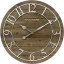 Presentime & Co Vintage Farmhouse Shiplap Clock, 19.5 inch, Silver Arabic Numerals with Weathered Pine Wood Shiplap Style. Large Farmhouse Decor for Living Room, Entryway, Home Office, Wall Dcor