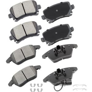 cciyu D1107 & D1108 Front & Rear Ceramic Brake Pads Kits 8pcs fit For Audi A3/A3 Quattro/TT/TT Quattro, For VW CC/Eos/Golf/GTI/Jetta/Passat/Passat CC/Rabbit