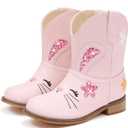 Parrosoo Toddler Cowboy Boots Little Girls Cowgirl Boots Pink Kids Boot Size 11 Ankle Zipper Bunny Western Boy Cowboy Horse Riding Shoes Birthday Party Wedding (8601 Ra Pink 11)