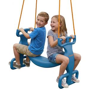 Swurfer Glider Swing for Kids - Outdoor Dual Swingset for Backyard Playset, Back-to-Back Swingset Accessories, Kids Outdoor Play Equipment, Heavy Duty, Easy Install, Up to 150lbs, Age 3+, Blue/Orange