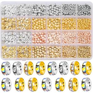 Goldwise Spacer Beads for Jewelry Making, 1280pcs Assorted Round Star Rondelle Heart Gold and Silver Beads for Bracelet Jewelry Making & DIY Crafts