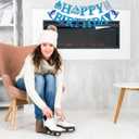 Skiing Birthday Banner, Ski Themed Birthday Party Decor, Skiing & Snowboard Banner, Winter Sports Party Supplies, Blue Glitter