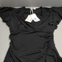 GRACE KARIN 2025 Womens Tops Summer Wrap Blouse V Neck Ruffle Sleeve Dressy Casual Top Ruched Trendy Clothes (Small, Black)