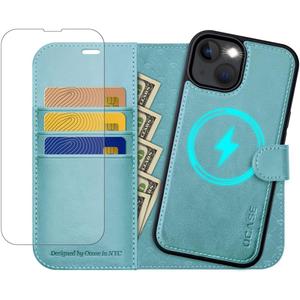 OCASE Apply for iPhone 14 Wallet Case with Card Holders, Magnetic Detachable 2 in 1 Flip PU Leather Case Folio RFID Blocking Kickstand Shockproof Removable Phone Cover 6.1 Inch 2022 (Ice Blue)