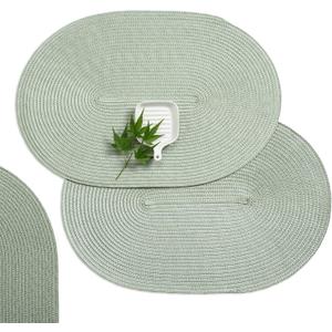 AHHFSMEI Placemats Set of 4 for Dining Table Washable Woven Non-Slip 18x12 inches Placemat Heat-Resistant Durable Table Mats for Dining Table Easy to Clean (Sage Green, 4)