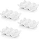 DEAYOU 4 Pack 24 Cups Egg Tray Holders, Porcelain Egg Container for Countertop Fridge, Ceramic Eggs Keeper Storage Organizer, Tiny Egg Dispenser Serving Dish Serveware for Display, Kitchen, White
