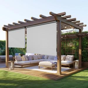 FansaFurn Outdoor Roller Shade (6'W X 8'H) 420GSM New Material with 95% UV Protection, Cordless Aluminum Patio Shade with Crank Handle, Outdoor Patio Blinds for Shading, Privacy Protection, Gray