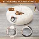 Cat Tunnel with Cat Bed for Indoor Cats, Soft Plush Peekaboo Cat Cave Donut Tunnel, Multifunctional Playground Toys Hideplace for Small Medium Large Kittens, Rabbit, Ferret (Cream White)