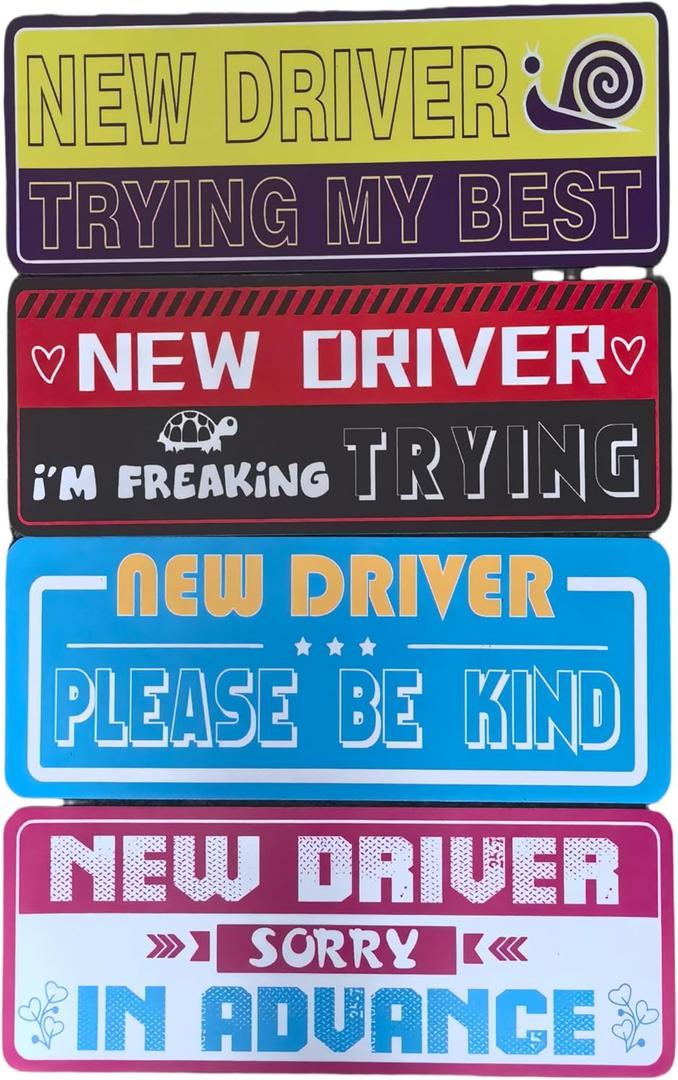 4 Pcs Student Driver Magnetic Car Stickers for Beginners, New Magnetic Student Driver Stickers Signs for Car, Bumper Safety Decoration Supplies, Suitable for Students and Novices as Auxiliary Equipment