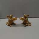 Mumufy Set of 2 Gold Antique Mouse Candle Holders Resin Candlestick Holder Table Decor for Living Room, Dinner, Fireplace Mantle, Christmas Decoration Vintage Decorative Table Centerpiece, Home Party