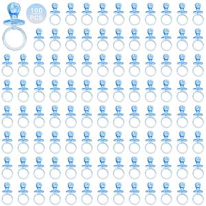 100 Pieces 2.75 Inch Plastic Pacifier for Baby Shower, Baby Shower Pacifier for Gender Reveal Party Decoration DIY Birthday Party Gift (Blue)