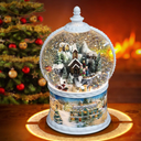 Large Christmas Snow Globes Village Snow Globe Christmas Lantern Rotating Train Musical Glitter Globe 10.2 Inch LED Lights USB&Battery Operated Christmas Decoration Gift for Home