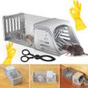 2026 Humane Rat Trap Outdoor Chipmunk Rodent Traps Humane Mouse Trapss Indoor Squirrel Trap,Sensitive Pedal Trigger,Metal Rat Live Animal Traps for Mice,Moles,Voles,Rodents(Include Gloves&Clamps)