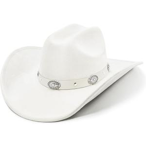 Cowboy Hat for Women and Men with Shapeable Wide Brim - Felt Cattleman Western Hats for Cowboys and Cowgirls M