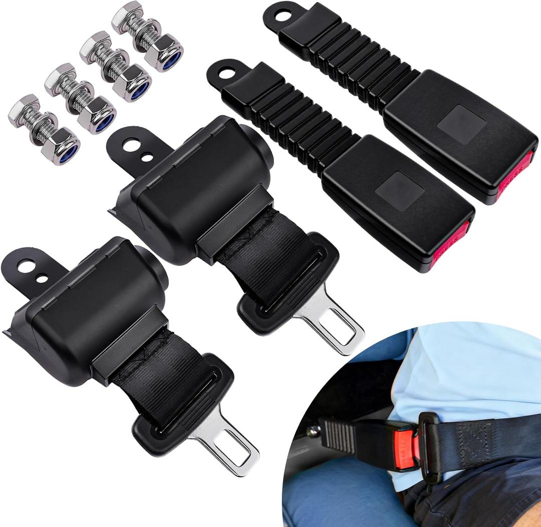 Golf Cart Seat Belts, Retractable Universal Seat Belt Kit, Fits Club Car, EZGO, Yamaha (2 PCS)