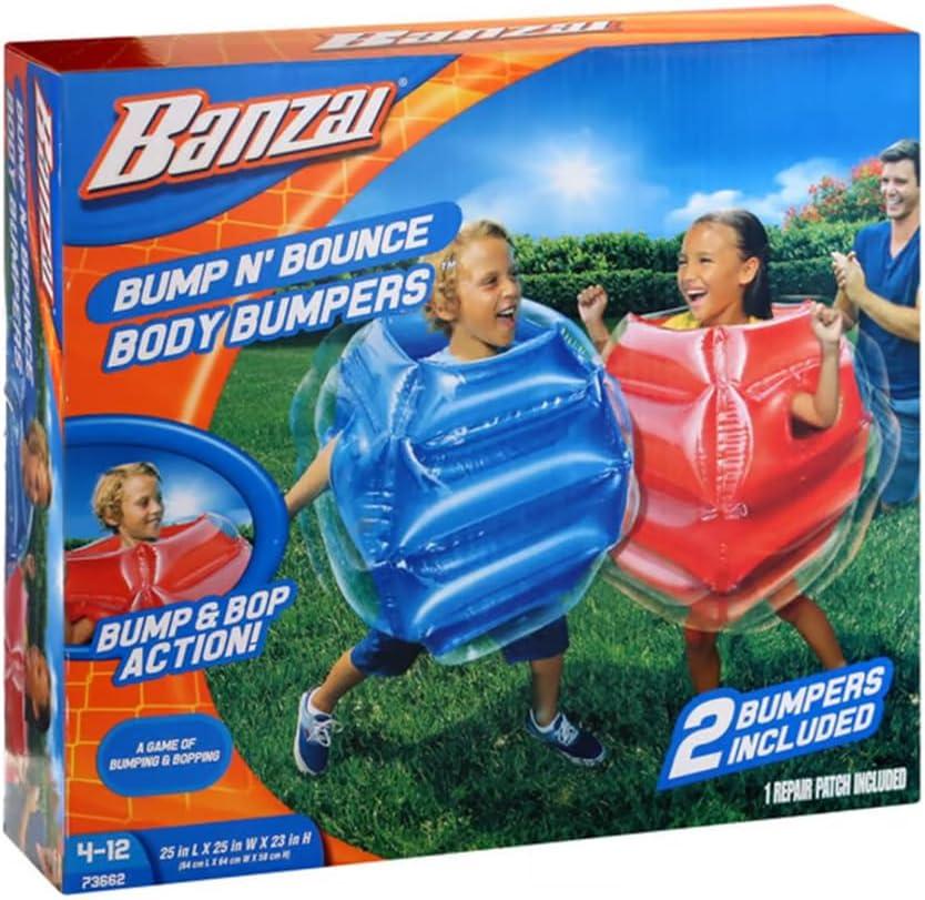 BANZAI: Bump N' Bounce Body Bumpers, A Game of Bumping & Bopping, 2 Bumpers Included in Red & Blue, Fun & Safe Cushion Inflatable Surface, For Ages 4 and up, Bumpers