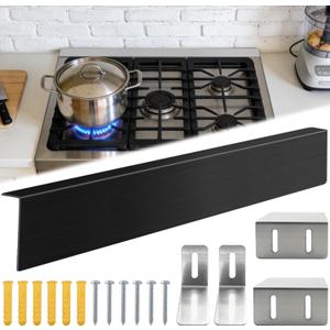 304 Stainless Steel Universal Stove Gap Filler Panel - 35.8“ × 3” × 1" Built-in Stove Rear Gap Filler Kit. Easy-to-install splash guard gap cover for microwave/oven/stove/cooktop.