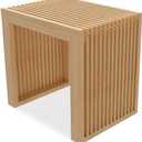 Small Bamboo Dining Bench, 17inch Farmhouse Decor Indoor Kitchen Table Bench, Entryway Shoe Rack Bench, Outdoor Bench, Solid Bamboo Benches for Living Room, Hallway, Bedroom, Bathroom (Nature)