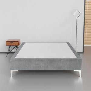 Greaton, 15-Inch Premium Velvet Material Wood Platform Bed, Durable, Stylish, Multi Colour Options, No Box Spring Needed, Silver Metal Legs, Twin, Grey