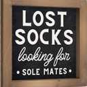 pechpell Lost Socks Laundry Sign, 6 Inch Wooden Funny Laundry Room Signs Wall Decor Art Framed, Rustic Farmhouse Bathroom Shelf Cabinets Table Desk Accessories Home Decorations