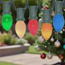 C7 LED Christmas String Lights,Vintage 25Ft Outdoor Multicolor String Lights with 27 Energy-Efficient Waterproof Glass LED Bulbs for Christmas Backyard Carnival,Patio,Wedding,Holiday Decoration.