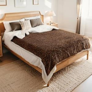 LUXIAN Electric Heated Blanket Full Size 72"x84" - Microplush & Sherpa Fabric Dual-Sided, 9 Heat Settings & 10 Hours Auto Off, Cozy Warming Throw for Office or Bed, Machine Washable, Leopard Print