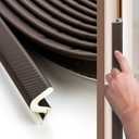 Weather Stripping Door Seal Strip 26FT Door Soundproofing V-Shape Insulation Strip for Large GapBrown