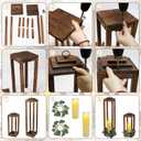 Large Wooden Farmhouse Candle Lanterns Kit, 26''/16'' Set of 2 Farmhouse Wooden Lantern with LED Candles Eucalyptus Wreath, Decor for Outdoor Indoor Home Table Floor Fireplace Porch (No Glass)