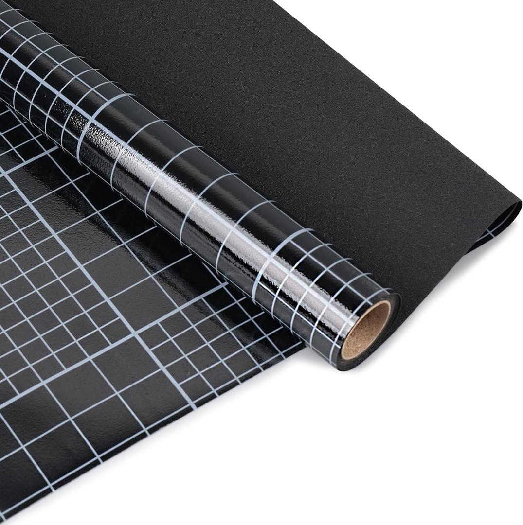 HIDBEA Blackout Window Film,100% Light Blocking Room Darkening Window Privacy Film,Frosted Glass Window Film Heat Control, Removable Window Cover Tint for Day Sleep (Black,17.5in x 6.5ft) (Total Blackout-grid)