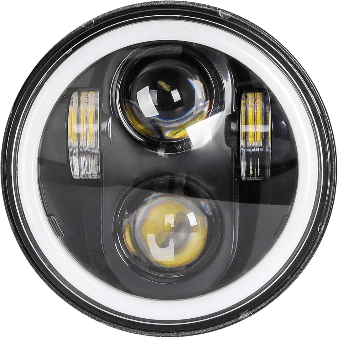 Zmoon 5 3/4 5.75 Inch LED Headlight for Motorcycle, Compatible with Harley Davidson Sportster Iron 883 Dyna Street Bob Super Wide Glide Low Rider Night Rod Train Softail, IP67 Waterproof, 1PCS