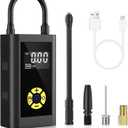 LAMONKE Tire Inflator Portable Air Compressor, Rechargeable Tire Inflator with LED Light, 150 PSI Bike Pump for Cars, Mini Air Pump for Bikes, Motorcycles, Balls and Emergency Flashlights (Black)