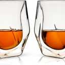 Viski Aerating Whiskey Tumbler, Whiskey Tasting Glass, Double Walled Snifter, Specialty Bourbon Tumbler, Clear Glass, Dishwasher Safe, 7 Oz, Set of 2