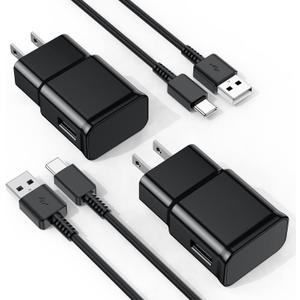 For Samsung Galaxy S10/S9/S8 2Pack Adaptive Android Charger with USB Type C Fast Charging Cable for Galaxy S8/S9/S10 Plus/S10E/ S20/S20 Plus/S21/S21 Ultra/Note 8/9/10/20 (6 Feet)