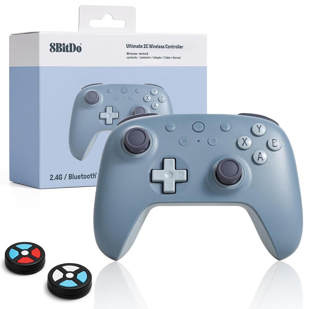 8Bitdo Ultimate 2C Wireless Controller for Windows PC and Android, with 1000 Hz Polling Rate, Hall Effect Joysticks and Triggers, and Remappable L4/R4 Bumpers (Special Edition-Blueberry)