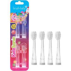 Brush-Baby - Kids Replacement Brush Heads for KidzSonic Electric Toothbrushes, 3+ Years - DeepClean Replaceable Toothbrush Heads with LED - Pack of 4