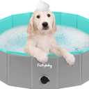 Furrybaby Foldable Dog Pool, Kiddie Pool Hard Plastic, Collapsible Pet Bath Portable Dog Swimming Pool for Pet, Dogs and Cats Grey 32''