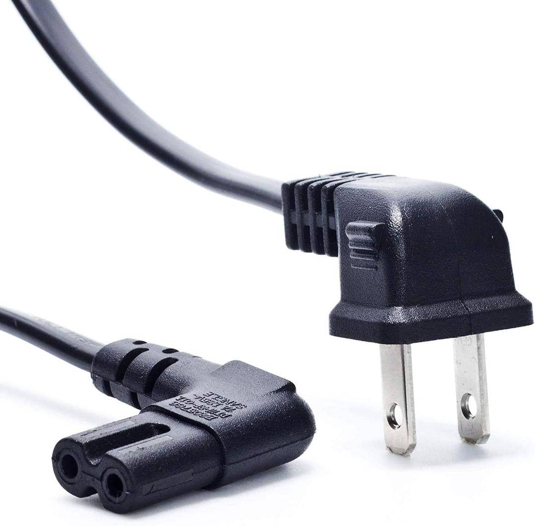 TV Power Cord, Ancable 6-Feet 18AWG 90 Degree Angled 2-Prong to L-Shaped C7 Power Cord for Samsung Philips Toshiba LG Sony Sharp Panasonic Vizio LED Flat TV Sky Box, Sky Plus+ HD Box