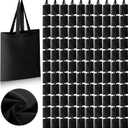 Roowest 120 Pieces Cotton Tote Bag Bulk 15 x 16 Inch Blank Shopping Cloth Bags Reusable with Long Handle for Women Men DIY(Black)