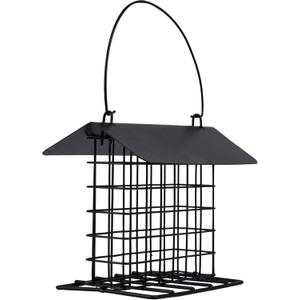winemana Suet Feeder for Outside Hanging, Metal Suet Cake Holder Squirrel Proof, Weatherproof Bird Feeders for Wild Birds Woodpecker, Single Suet Cage for Outdoor Garden
