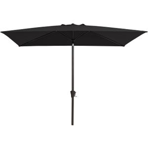JEAREY 6.5x10ft Olefin Rectangular Patio Umbrella, Rectangle Outdoor Umbrellas with Auto Tilt Crank System, Market Table Umbrella UV Protection Fade-Resistant for Pool Deck Garden Yard, Black